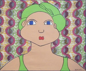 Marie Sabal-Lecco femme au foulard vert et aux yeux bleus